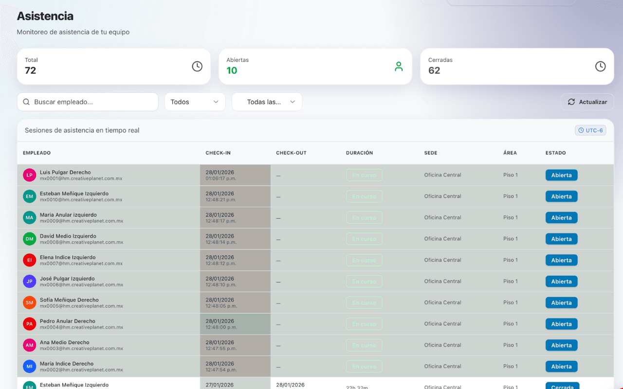 Screenshot de Control de Asistencia