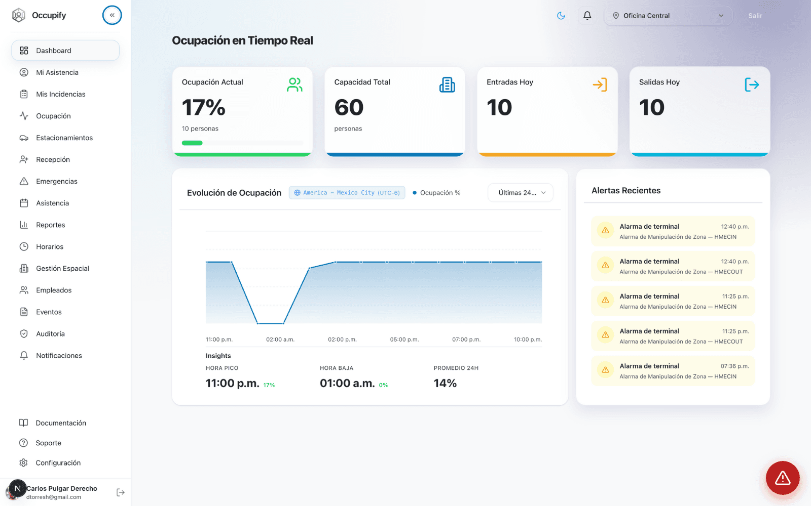 Occupify en escritorio