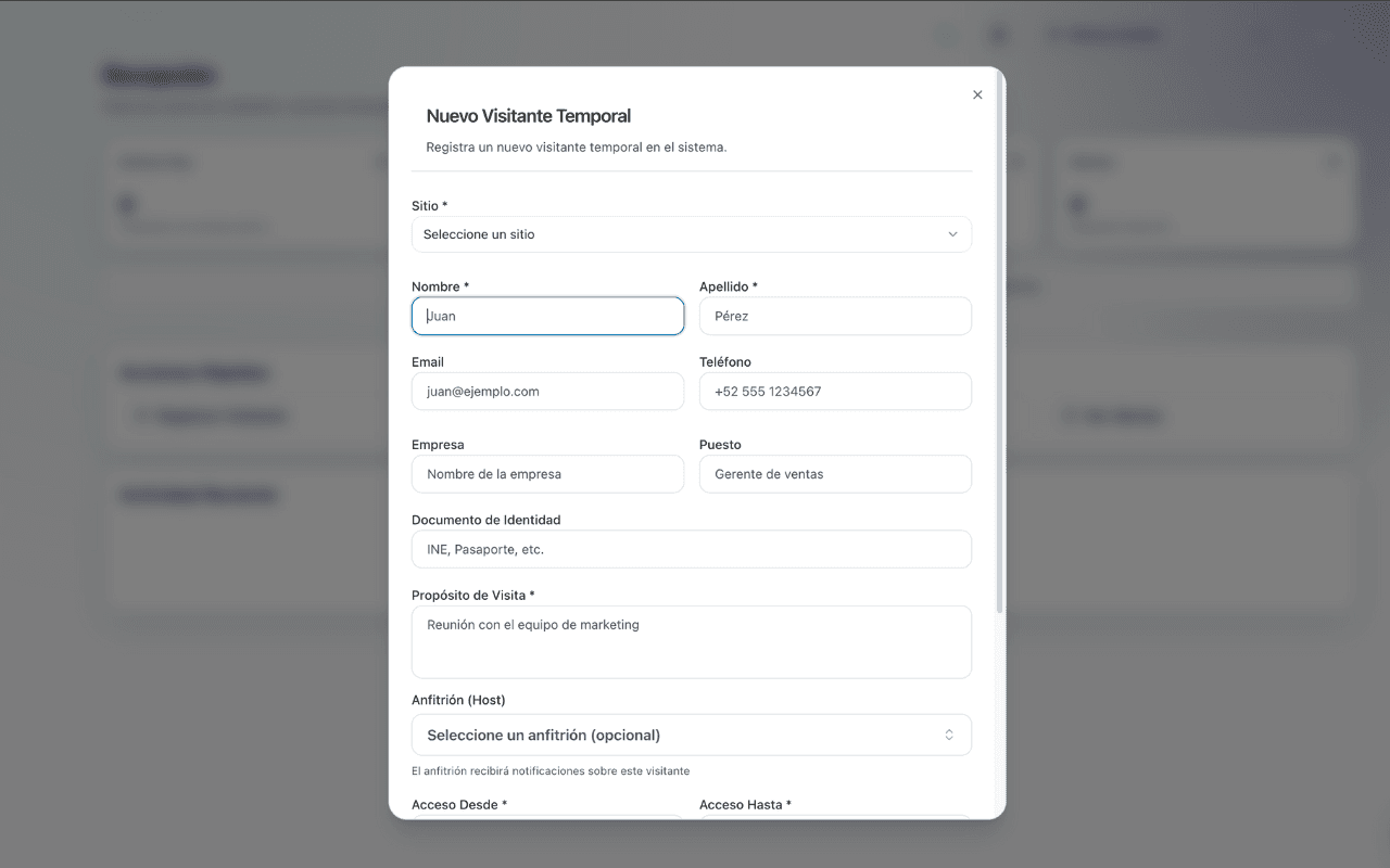 Screenshot de Gestion de Visitantes