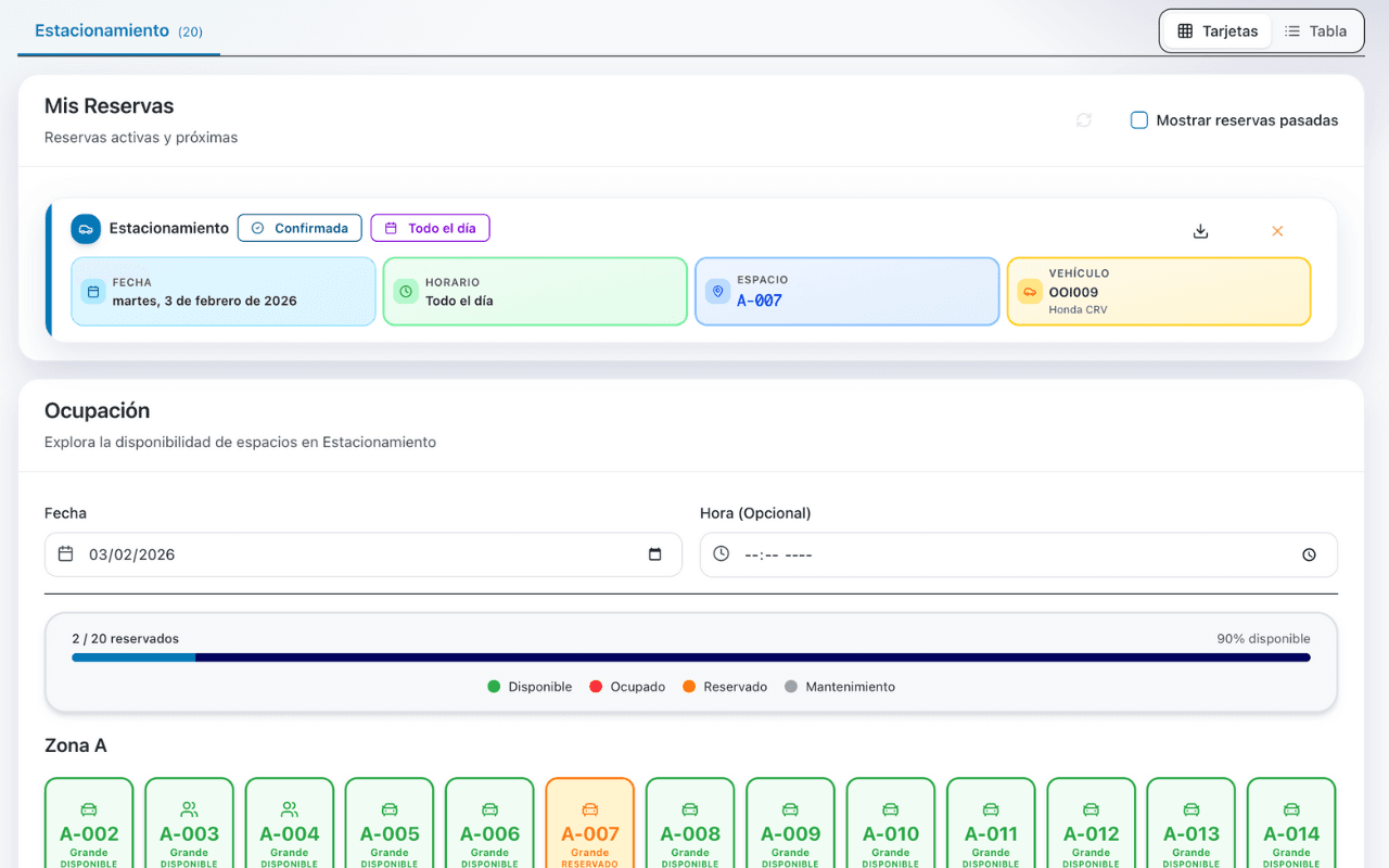 Screenshot de Reserva de Espacios